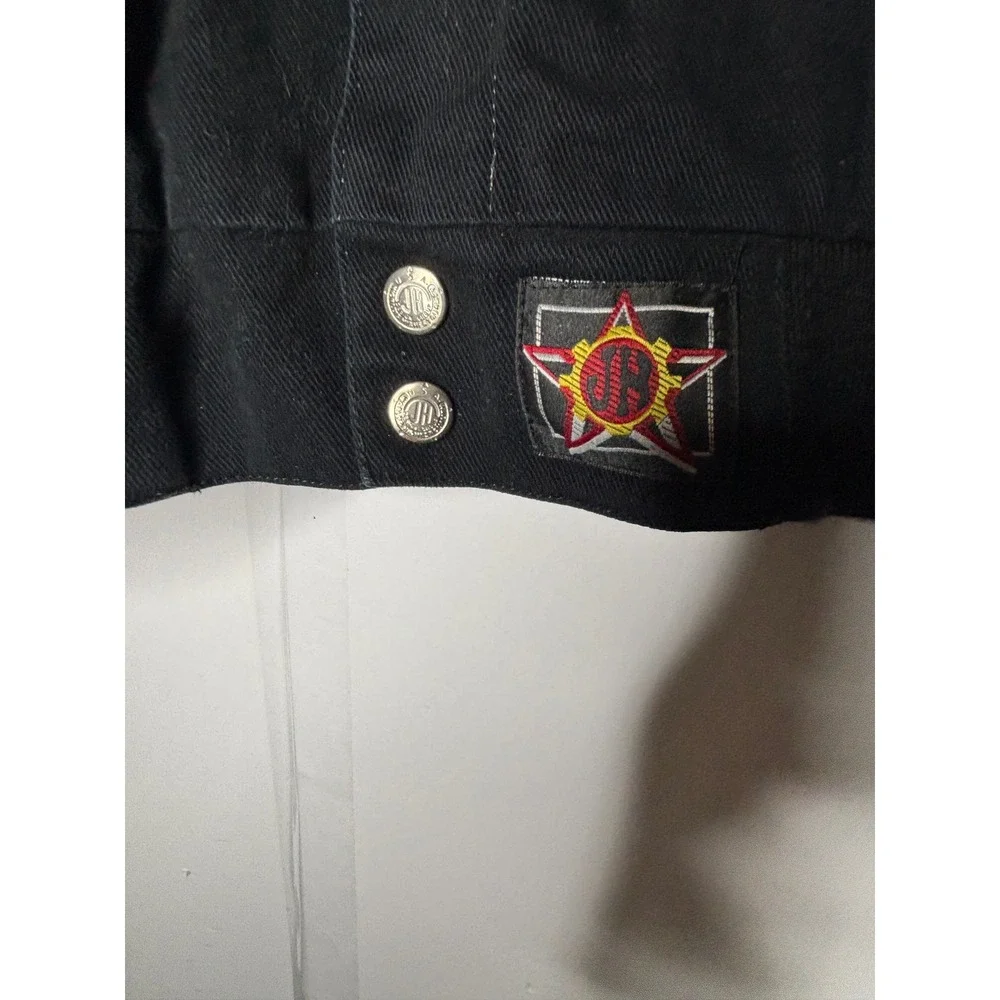 JH Design NASCAR Racing Jacket Mens XL Black Cotton Twill Embroidered Bomber Y2K